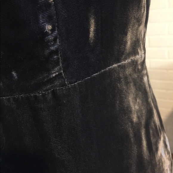 70s Gray Crushed Velvet Maxi Dress s M - Picture 8 of 8